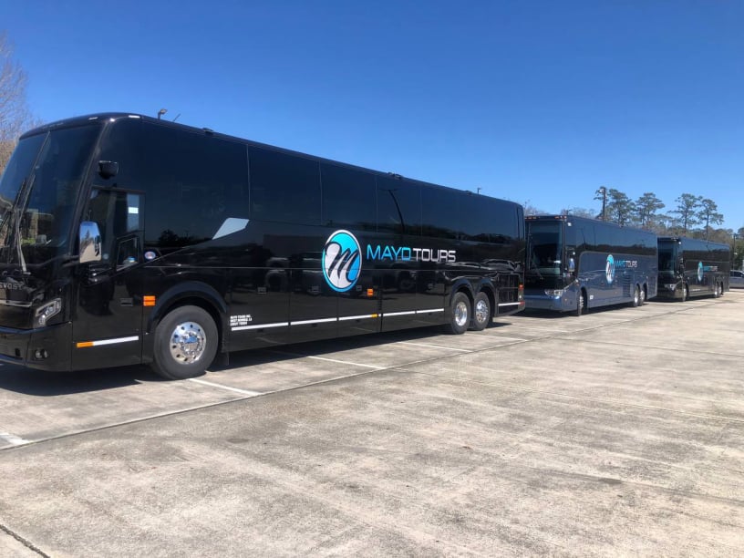 Mayo Tours Motor Coaches Lined Up